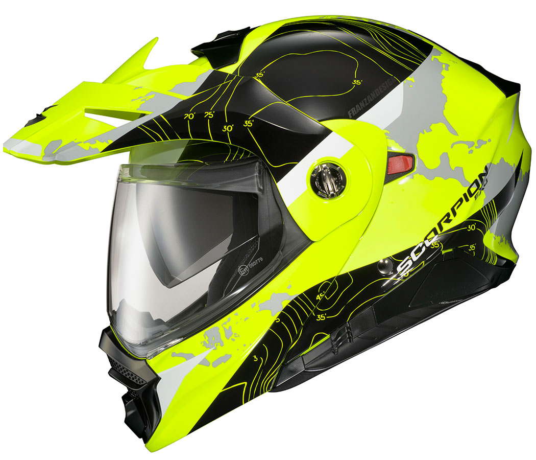cyclebitz: Scorpion EXO-AT960 Modular Helmet Topographic Hi-Vis/Black
