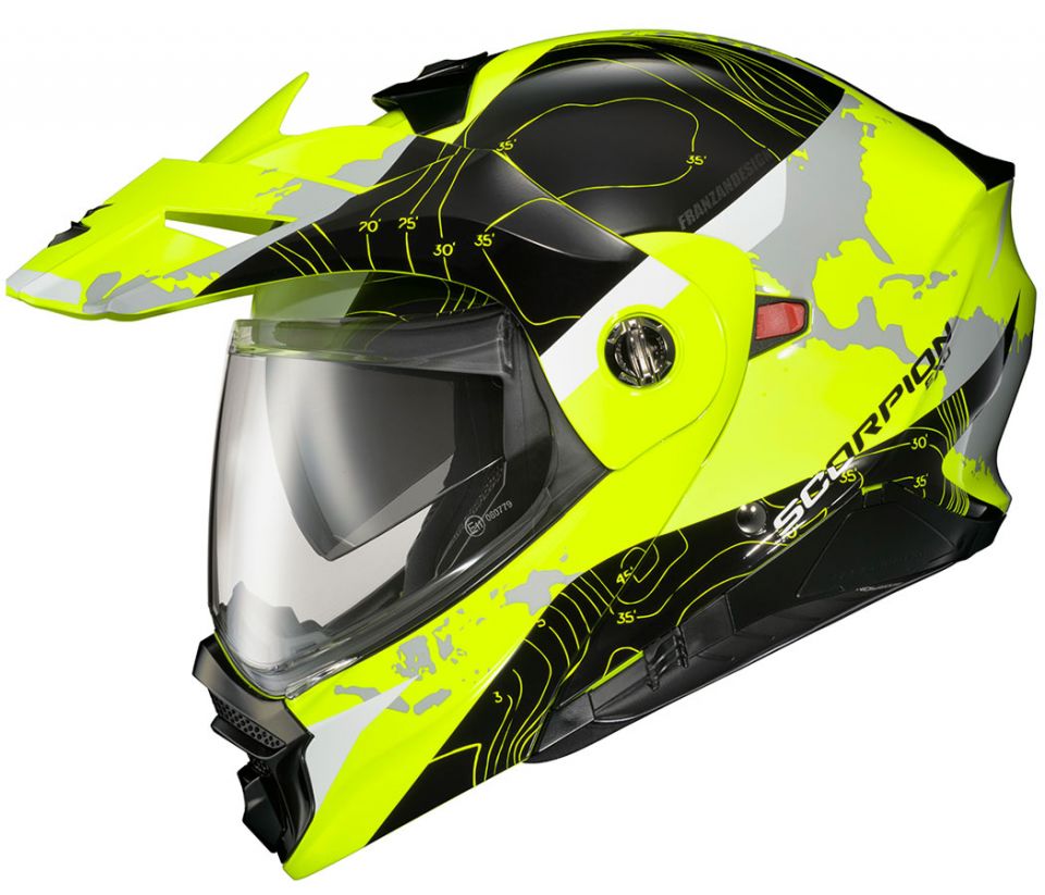 cyclebitz: Scorpion EXO-AT960 Modular Helmet Topographic Hi-Vis/Black