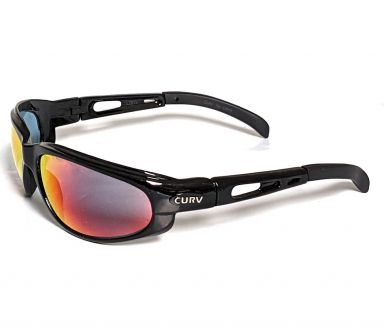 Curv Sunglasses Black Gloss - Fire Red Mirror