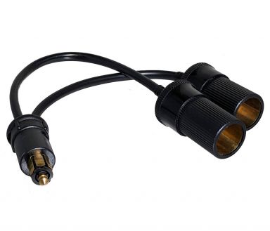 12v Euro DIN Jack to Dual Automotive Outlets