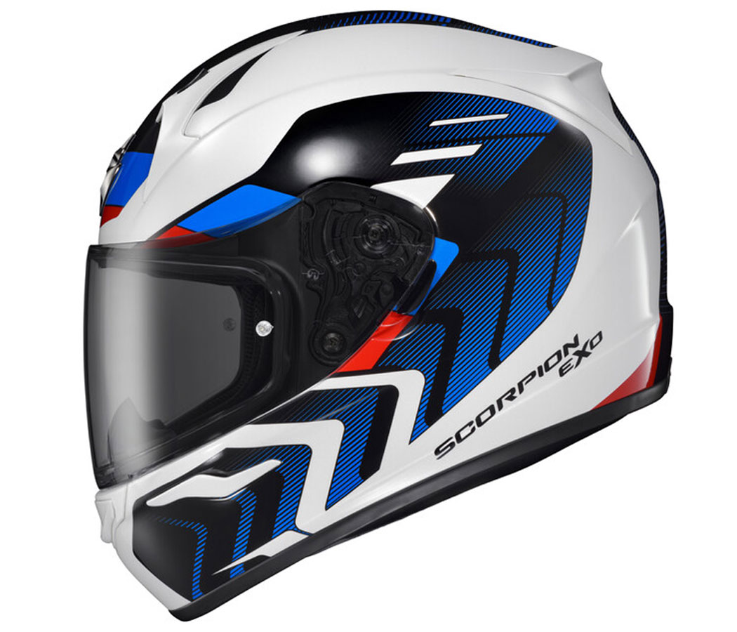 cyclebitz: Scorpion EXO-R320 Helmet Alchemy White/Blue/Red