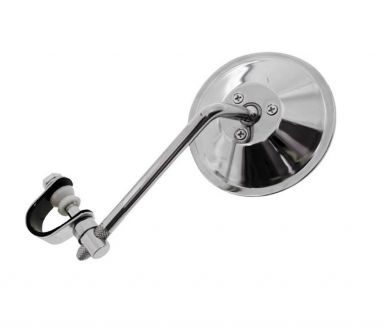 EMGO Universal 4" Round Clamp-On Mirror Chrome 4" Stem
