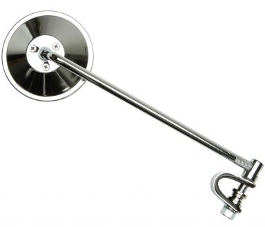 Universal 4" Round Clamp-On Mirror Chrome 10" Stem