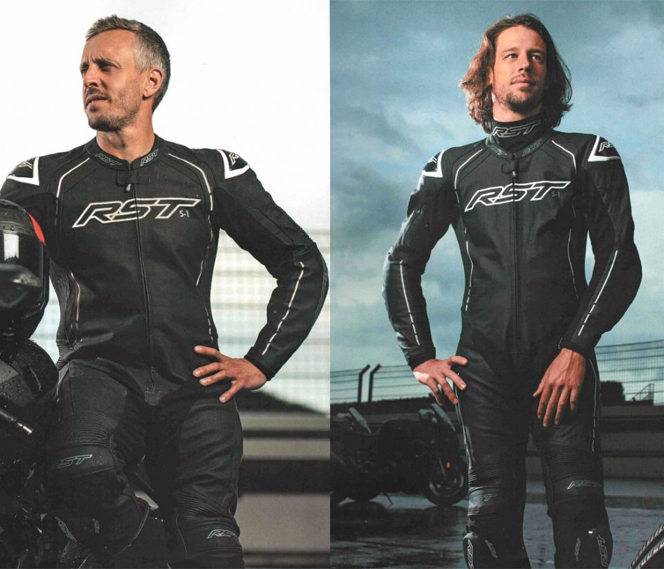 cyclebitz: RST S1 CE Leather 1 Piece Suit Black White