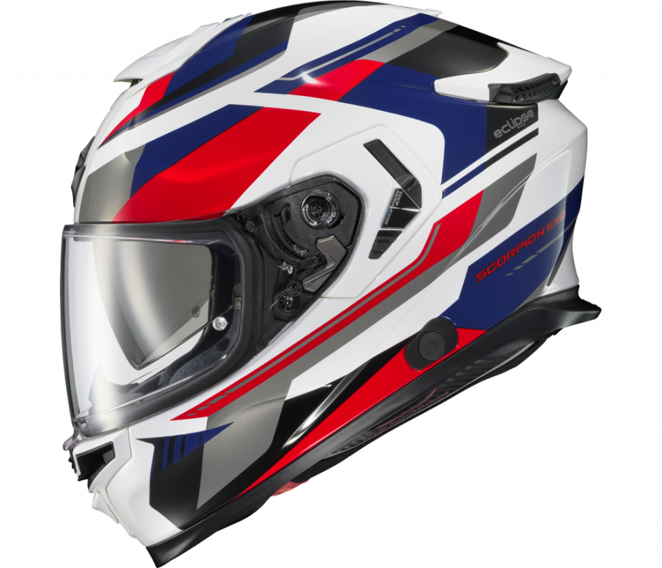 cyclebitz: Scorpion EXO-APEX Eclipse Helmet Lunar White/Red/Blue