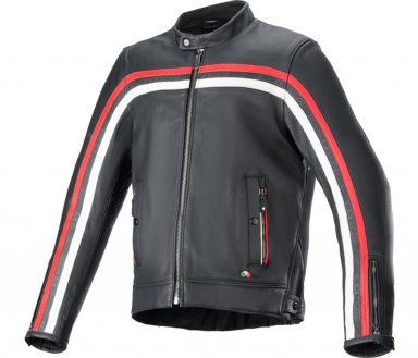 Alpinestars Dyno Leather Jacket Black/Ruby Red/Ecru