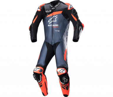 Alpinestars GP Plus v4 Leather Suit Black/Red Fluo/Dark Blue