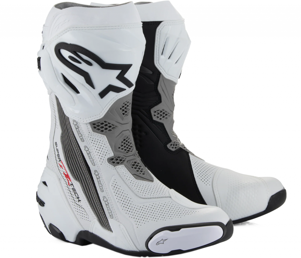 Alpinestars Supertech R ホワイト/ブラック/25.5cm Supertech R Vented Boots - BLACK RACING/SPORT Boots