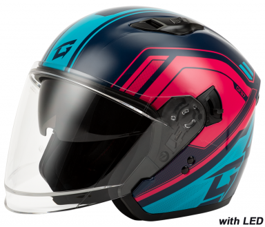 GMAX OF-87 Duke Open Face Helmet w/ LED Blue/Red