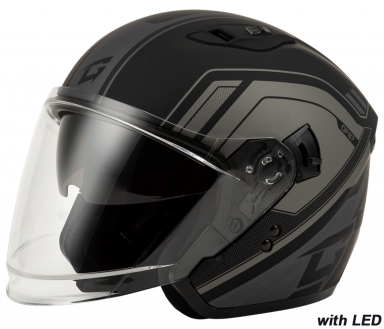 GMAX OF-87 Duke Open Face Helmet w/ LED Matte Black/Grey