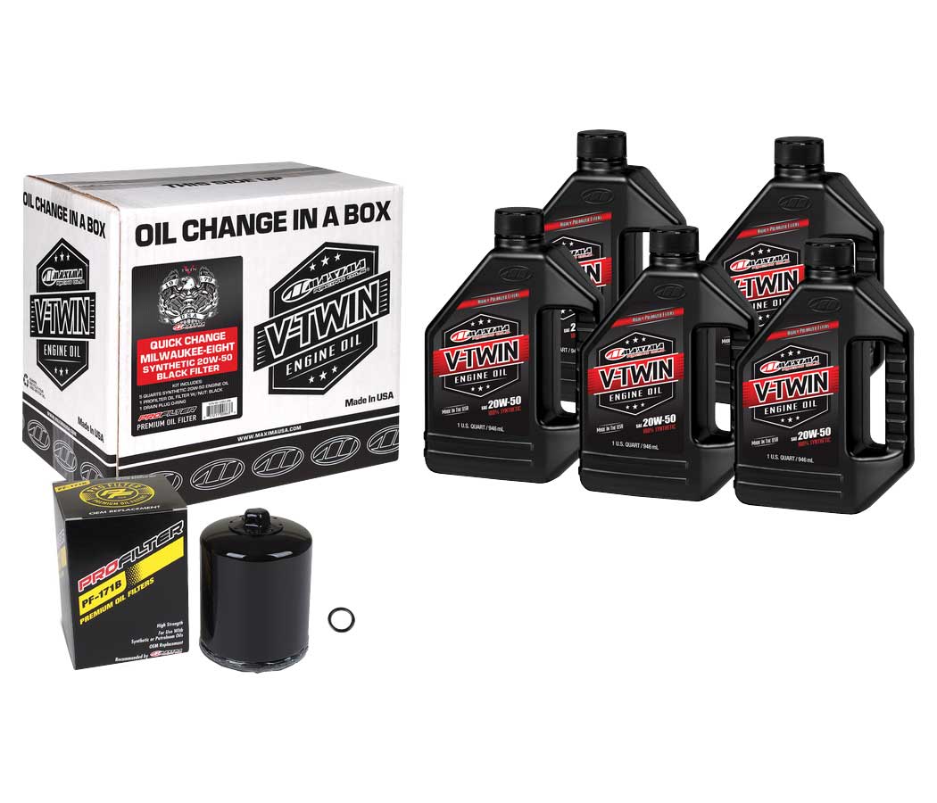 cyclebitz: Maxima V-Twin Quick Oil Change Kit Synthetic M8 Black Filter