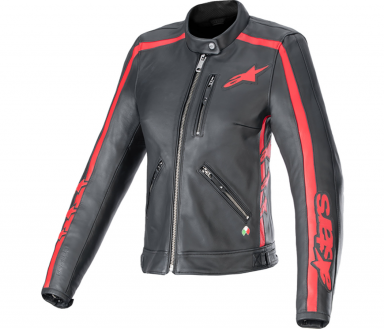 Alpinestars Stella Dyno Leather Jacket Black/Haute Red