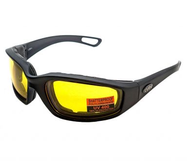 Foam Insulated Riding Glasses Matte Black - Yellow Lens
