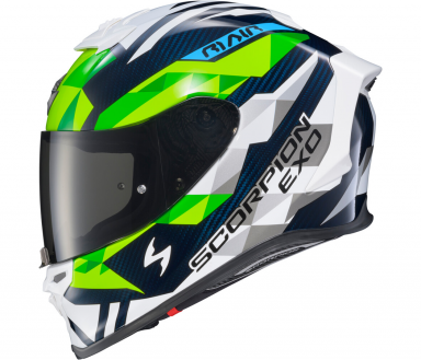Scorpion EXO-R1 Air Helmet - Carbon Rastor White/Green/Blue