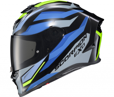 Scorpion EXO-R1 Air Helmet - Raven Black/Blue/Hi-Vis