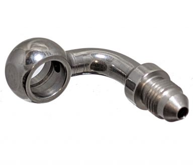 Brake Line Banjo Fitting 90° Stainless 10mm 3/8"