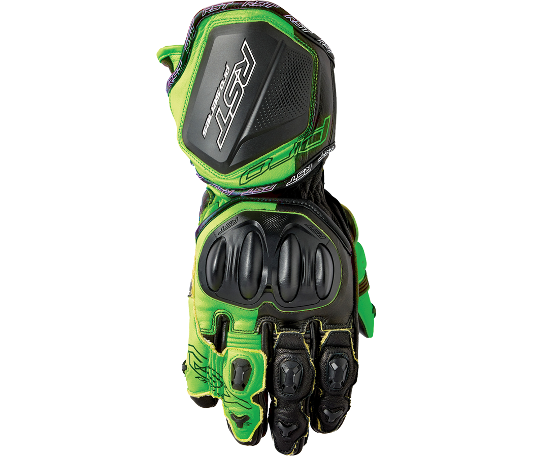 cyclebitz: RST Pro Series GP D3O® Gloves Black/Green Fluo Leather
