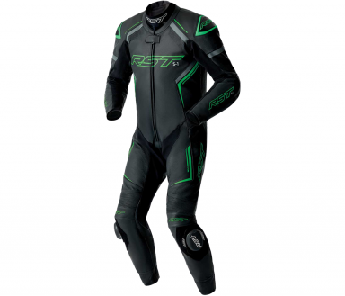 RST S-1 D3O® Leather 1-Piece Suit Black/Grey/Fluo Green