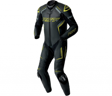 RST S-1 D3O® Leather 1-Piece Suit Black/Grey/Fluo Yellow