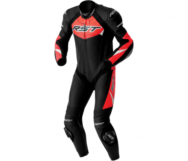 RST TracTech Evo D3O® Leather 1-Piece Suit Black/Fluo Red