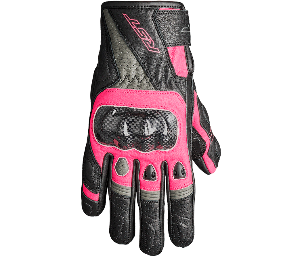 Pink Rst Gear cyclebitz: RST Women's Stunt III CE Gloves Black/Pink/Grey