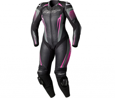 RST Women's TracTech Evo D3O® Leather 1-Piece Suit Black/Pink