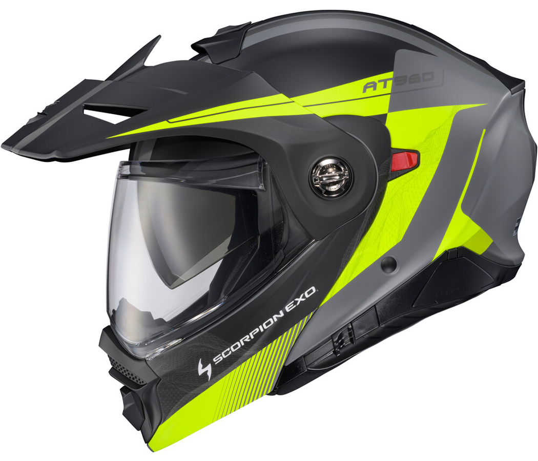 cyclebitz: Scorpion EXO-AT960 Modular Helmet Topographic 2 Hi-Vis/Grey