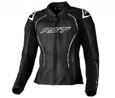 RST Women's S-1 CE Leather Jacket Black/White LG *CLOSEOUT*