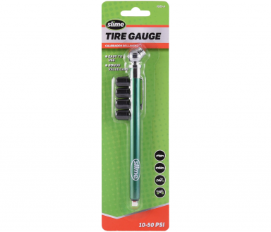 Slime Pencil Tire Gauge with Valve Caps 10-50 psi