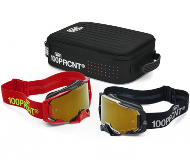 100% Armega Goggle Dual Racer Pro Pack Black/Red True Gold Mirror